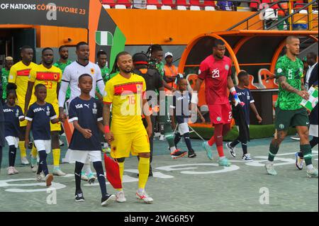 ABIDJAN, COSTA d'Avorio - 2 FEBBRAIO; Nigeria e Angola durante la partita TotalEnergies Caf Africa Cup of Nations (Afcon 2023) tra Nigeria e Ang Foto Stock