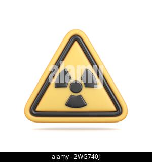 Illustrazione di rendering 3D dei segnali stradali radioattivi isolata su sfondo bianco Foto Stock