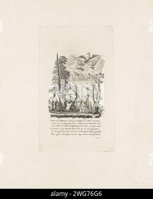 Tomba allegorica monumento per il principe Frederik, 1799, Anonimo, 1799 stampa monumento funerario allegorico per Willem George Frederik, principe di Oranje-Nassau, morto a Padova, 6 gennaio 1799. Minerva e Putti Treurend alla tomba sono confortati da un filosofo che indica il tempio dell'immortalità. Con didascalia a sei righe. Incisione/incisione della carta olandese, tomba monumentale Foto Stock