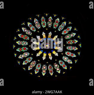 La finestra delle rose nel transetto sud, York Minster, York, Inghilterra, Regno Unito Foto Stock