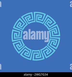Antico ornamento greco su sfondo blu Illustrazione Vettoriale