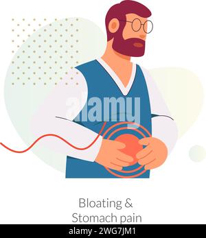 Persona con gonfiore e mal di stomaco - Stock Illustration as EPS 10 file Illustrazione Vettoriale
