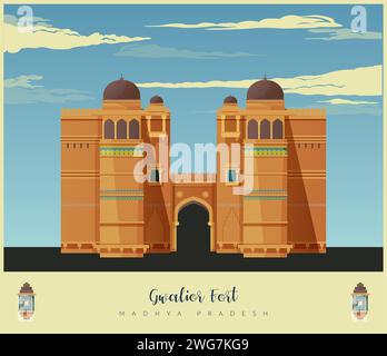 Gwalior Fort - A Hill Fort Entry Gate - Stock Illustration as EPS 10 file Illustrazione Vettoriale