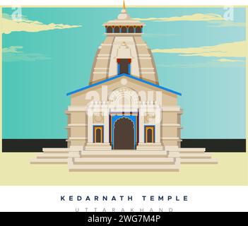 Tempio di Kedarnath, Jyotirlingas - Uttarakhand - Stock Illustration as EPS 10 file Illustrazione Vettoriale