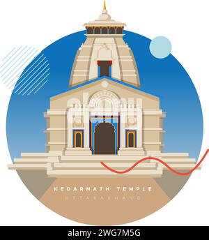 Tempio di Kedarnath, Jyotirlingas - Uttarakhand - Stock Illustration as EPS 10 file Illustrazione Vettoriale