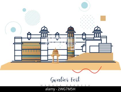 Gwalior Fort - A Hill Fort - Stock Illustration as EPS 10 file Illustrazione Vettoriale