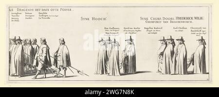 La processione funebre di Frederik Hendrik (targa n. 23), 1647, 1647 - 1651 stampare la processione funebre del titolare Frederik Hendrik a l'Aia il 10 maggio 1647. Targa n.. 23 con parte della processione, sopra il popolo sono il suo nome e la sua funzione. Una striscia con il nome Frederick Wilh. incollato. Parte di una serie di 30 lastre e 20 riviste di testo, destinate ad essere attaccate insieme. Tipografia: Olanda settentrionale spublisher: The Hagueprinter: Amsterdam cartaceo corteo, processione funebre l'Aia Foto Stock