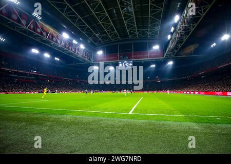 Amsterdam, Paesi Bassi. 3 febbraio 2024. AMSTERDAM, PAESI BASSI - 3 FEBBRAIO: Vista generale dello stadio durante la partita olandese Eredivisie tra Ajax e PSV alla Johan Cruijff Arena il 3 febbraio 2024 ad Amsterdam, Paesi Bassi. (Foto di Ben Gal/Orange Pictures) credito: Orange Pics BV/Alamy Live News Foto Stock