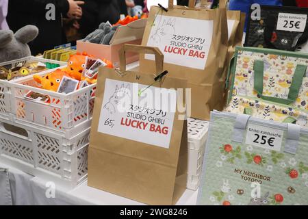 MAG-C Erfurt 03.02.2024, Erfurt, Messe, MAG-C, convenzione comunitaria, Die Menschen aus den Bereichen Games, Cosplay, Moda, Arte, Creatore, anime und Japan vereint neben Merchandise gibt es kreative Menschen in phantasievollen Kostuemen zu sehen im Bild: Lucky Bags zu unterschielichen Preisen *** MAG C Erfurt 03 02 2024, Erfurt, Messe, MAG C, Community Convention, che riunisce persone provenienti dai campi dei giochi, cosplay, moda, arte, creatore, anime e Giappone. Oltre al merchandising, ci sono persone creative in costumi fantasiosi da vedere nella foto Lucky Bags at different pr Foto Stock