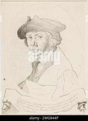 Ritratto di Lucas van Leyden, a Ovaal a sinistra, anonimo, dopo Andries Jacobsz. Stock, carta da disegno 1582 - 1698. inchiostro. ritratto a penna, autoritratto dell'artista. persone storiche Foto Stock