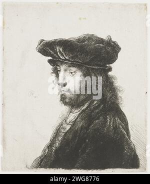 La quarta testa orientale, Rembrandt van Rijn, dopo Jan Lievens, c. 1635 incisione su carta stampata Foto Stock