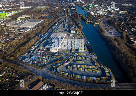 Luftbild, AM Westhafen, CTH Container Terminal am Rhein-Herne-Kanal, Unser Fritz, Herne, Ruhrgebiet, Nordrhein-Westfalen, Deutschland ACHTUNGxMINDESTHONORARx60xEURO *** Vista aerea, AM Westhafen, CTH Container Terminal am Rhein Herne Kanal, Unser Fritz, Herne, regione della Ruhr, Renania settentrionale-Vestfalia, Germania ACHTUNGxMINDESTHONORARx60xEURO Foto Stock