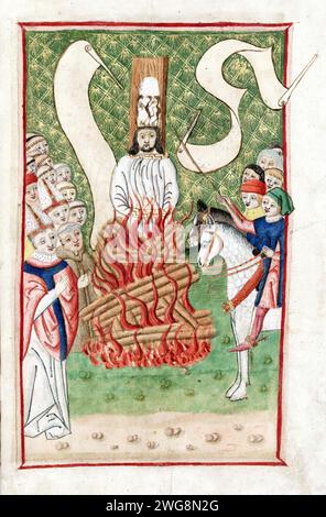 Jan Hus (1370 – 1415), John Hus o John Huss, Iohannes Hus o Johannes Huss, teologo e filosofo ceco. Jan Hus in palio, Jena Codex (c. 1500) Foto Stock
