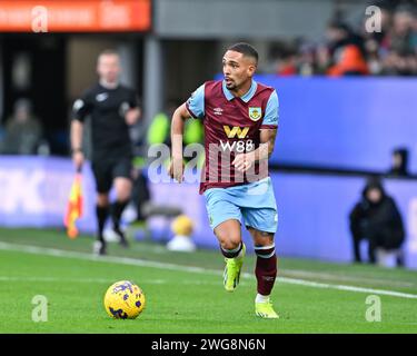 Burnley, Regno Unito. 3 febbraio 2024. Vitinho di Burnley rompe con la palla, durante la partita di Premier League Burnley vs Fulham a Turf Moor, Burnley, Regno Unito, 3 febbraio 2024 (foto di Cody Froggatt/News Images) a Burnley, Regno Unito il 2/3/2024. (Foto di Cody Froggatt/News Images/Sipa USA) credito: SIPA USA/Alamy Live News Foto Stock