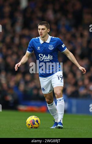 Liverpool, Regno Unito. 3 febbraio 2024. Vitaliy Mykolenko dell'Everton durante la partita di Premier League a Goodison Park, Liverpool. Il credito fotografico dovrebbe leggere: Gary Oakley/Sportimage Credit: Sportimage Ltd/Alamy Live News Foto Stock