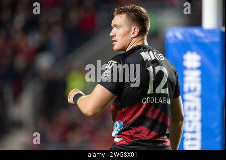 Cork, Irlanda. 3 febbraio 2024. Dallas McLeod of Crusaders durante il test match tra Munster Rugby e Crusaders a Pairc UI Chaoimh a Cork, Irlanda, il 3 febbraio 2024 (foto di Andrew SURMA/ Credit: SIPA USA/Alamy Live News Foto Stock