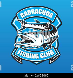 Barracuda Fish Vector. Barracuda Fishing Logo Illustrazione Vettoriale