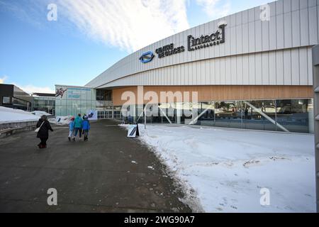 Quebec, Canada. 3 febbraio 2024. QUEBEC, CANADA - 3 FEBBRAIO 2024: La Coppa del mondo di pattinaggio di velocità ISU al Centre de Glaces intact Assurance a Quebec, Canada. (Foto di David Kirouac/Orange Pictures) credito: dpa/Alamy Live News Foto Stock