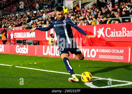 Girona, Spagna. 3 febbraio 2024. Brais Mendez (Real Sociedad) in azione durante la partita di calcio della Liga tra Girona FC e Real Sociedad, al Montilivi Stadium il 3 febbraio 2024 a Girona, in Spagna. Foto: Siu Wu Credit: dpa/Alamy Live News Foto Stock