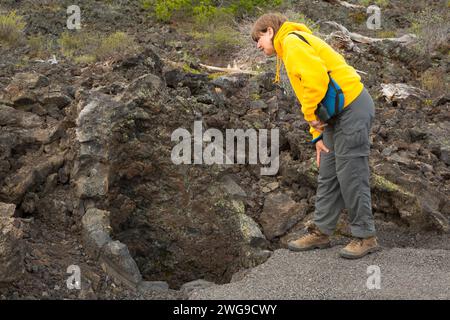 Cast di lava lungo il cast di Lava sentiero forestale, Newberry nazionale monumento vulcanico, Oregon Foto Stock