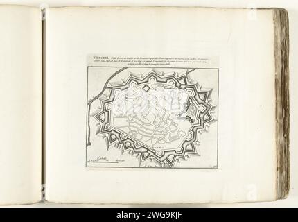 Mappa di VERCELLI, ca. 1702, 1702 - 1703 Stampa Mappa dei rinforzi intorno alla città italiana di VERCELLI (Verceil). Targa n.. 176 nell'opera stampata costituita da un totale di 276 tavole numerate di rinomate città e fortezze forti nel contesto della guerra di successione spagnola. Per la maggior parte questi documenti sono stati copiati negli anonimi documenti francesi: In Les Forces de l'Europe e in: Le Theater de la Guerre, Dans Les Pays-Bas, entrambi originariamente pubblicati da Nicolas de Fer a Parigi (1693-1697) nel quadro della guerra di nove anni. Titolo e iscrizioni nell'album in francese. prin Foto Stock