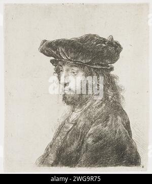 La quarta testa orientale, Rembrandt van Rijn, dopo Jan Lievens, c. 1635 incisione su carta stampata Foto Stock