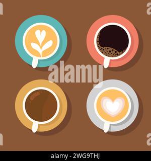 Vista dall'alto verso il basso di Coffee latte Illustrazione Vettoriale