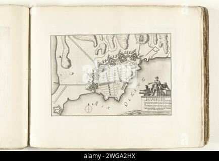 Mappa di Gothenburg, ca. 1702, 1702 - 1703 Stampa Mappa dei rinforzi intorno alla città svedese di Gothenburg (Gothenburg). Targa n.. 142 nell'opera stampata costituita da un totale di 276 tavole numerate di rinomate città e fortezze forti nel contesto della guerra di successione spagnola. Per la maggior parte questi documenti sono stati copiati negli anonimi documenti francesi: In Les Forces de l'Europe e in: Le Theater de la Guerre, Dans Les Pays-Bas, entrambi originariamente pubblicati da Nicolas de Fer a Parigi (1693-1697) nel quadro della guerra di nove anni. Titolo e iscrizioni nell'album in francese Foto Stock