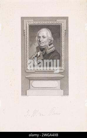 Ritratto di Jan Willem de Winter, Reinier Vinkeles (i), dopo Louis Marie Sicardi, 1786 - 1809 stampa Ritratto di Jan Willem de Winter, Admiraal nella battaglia di Egmond e Maresciallo van Holland. Incisione/incisione su carta Amsterdam Foto Stock