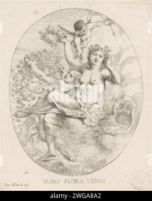 Marte, Flora, Venere in Cupido, Cornelis Schut (i), 1618 - 1655 stampa carta incisione / incisione (storia di) Marte (Ares). (Storia di) Venere (Afrodite). (Storia di) Flora. (Storia di) Cupido, Amor (Eros) Foto Stock