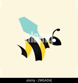 Un design creativo con un'ape dal corpo riccio e torcente. Illustrazione Vettoriale