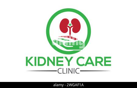 Design del logo del rene. Design creativo e moderno del logo Kidney. Illustrazione Vettoriale