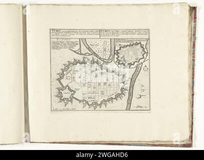 Mappa di Torino, ca. 1701-1713, 1701 - 1714 Stampa mappa di Torino. Parte della serie di 49 placche di famose città e fortezze forti durante la guerra di successione spagnola, ca. 1701-1713. Con i titoli in olandese e francese. Tipografia: Amsterdamprint maker: Amsterdamafter stampa di: Francepublisher: Amsterdampublisher: Leiden cartaceo che incide le mappe delle città di Torino Foto Stock