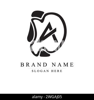 Logo DA Apple. Logo design Letter da, elegante e moderno, modello ad Vector Illustrazione Vettoriale