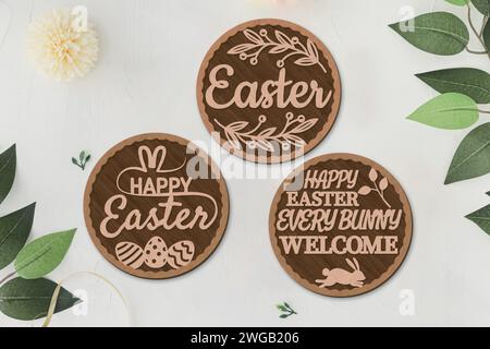 SET PANNELLO PASQUA i file di layout multistrato digitali sono appositamente predisposti per il taglio laser, la fresatrice CNC e altre macchine da taglio. Illustrazione Vettoriale