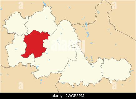 Mappa rossa del METROPOLITAN BOROUGH DI SANDWELL, WEST MIDLANDS Illustrazione Vettoriale