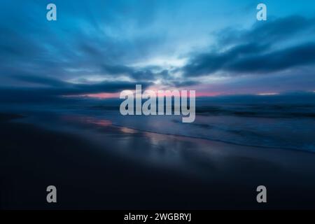 Tramonto sulla spiaggia del Mar Baltico, Lituania Foto Stock