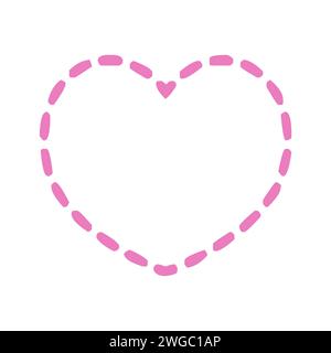 Heart Frame con bordo tratteggiato rosa Illustrazione Vettoriale