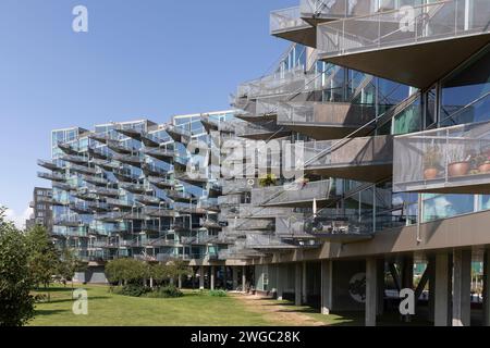 VM Houses ist ein Wohnprojekt bestehend aus zwei angrenzenden WohnhŠusern a Orestadt (¯restad), Kopenhagen, DŠnemark. DAS von JDS Architects und der Foto Stock