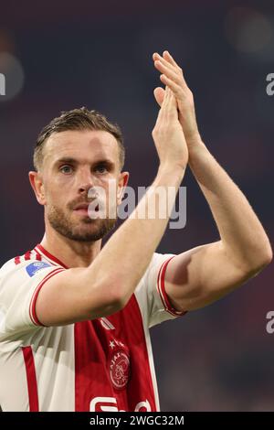 Amsterdam, Paesi Bassi. 3 febbraio 2024. AMSTERDAM, PAESI BASSI - 3 FEBBRAIO: Jordan Henderson durante il match olandese Eredivisie tra AFC Ajax e PSV alla Johan Cruijff Arena il 3 febbraio 2024 ad Amsterdam, Paesi Bassi. (Foto di Peter Lous/Orange Pictures) credito: Orange Pics BV/Alamy Live News Foto Stock