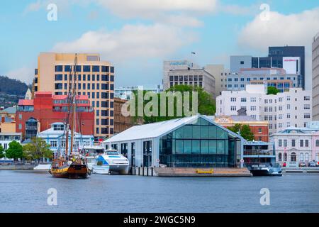 Il porto di Hobart e il fiume Derwent a Hobart, Tasmania, Australia. Foto Stock