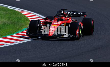 Circuito del Gran Premio di Suzuka, 4 febbraio 2024: Charles Leclerc (MCO) di Ferarri durante il Gran Premio di Formula 1 del Giappone 2023 Foto Stock