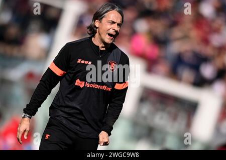 Torino, Italia. 4 febbraio 2024. Foto Fabio Ferrari/la Presse 4 febbraio 2024 - Torino, Italia - sport, calcio -ESCLUSIVA TORINO FC- Torino FC vs Salernitana - Campionato italiano di calcio serie A TIM 2023/2024 - Stadio Olimpico grande Torino.nella foto: Filippo Inzaghi (US Salernitana);4 febbraio 2024 Torino, Italia - sport, calcio - ESCLUSIVO TORINO FC- Torino FC vs Salernitana - Campionato Italiano di serie A 2023/2024 - Stadio Olimpico grande Torino.nella foto: Filippo Inzaghi (US Salernitana); credito: la Presse/Alamy Live News Foto Stock