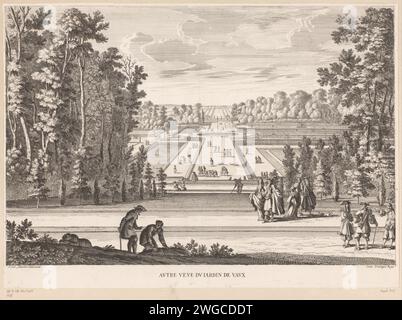Vista dei giardini del castello di Vaux-le-Vicomte, Jean Lepautre, Israël Silvestre, 1631-1691 stampe su carta incisione/incisione giardino francese o architettonico; giardino formale Château de Vaux-le-Vicomte Foto Stock