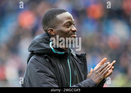 MOHAMED DIOMANDE, un nuovo ingaggio per i Rangers FC, prima apparizione all'Ibrox Stadium di Glasgow, Scozia. DIOMANDE viene dalla Costa d'Avorio Foto Stock