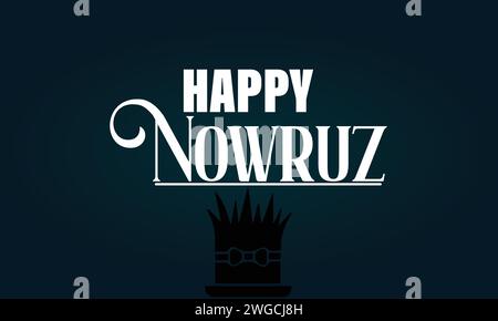 Happy Nowruz straordinario design con illustrazioni testuali Illustrazione Vettoriale