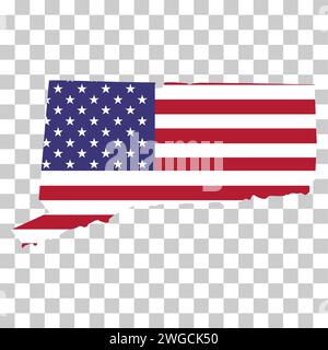 Forma della mappa del Connecticut, stati uniti d'america. Icona Flat Concept illustrazione vettoriale . Illustrazione Vettoriale
