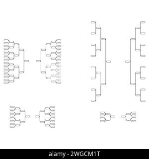 Set di Bracket torneo sportivo, segno di eliminazione in bianco evento, playoff partita vettore illustrazione . Illustrazione Vettoriale