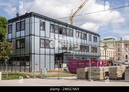 Smantellamento della sistemazione alternativa del Parlamento a Vienna, Austria Foto Stock