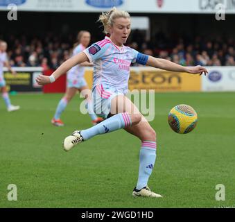 Dagenham, Regno Unito. 4 febbraio 2024. DAGENHAM, INGHILTERRA - 04 FEBBRAIO: Leah Williamson dell'Arsenal durante il Barclays fa Women's Super League Match tra West Ham United Women contro Arsenal Women al Chigwell Construction Stadium il 4 febbraio 2024 a Dagenham, Inghilterra Credit: Action foto Sport/Alamy Live News Foto Stock